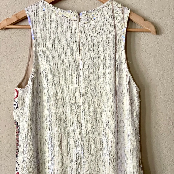 Needle & Thread Sequined Embroidered Dress Fully Embellished Ecru Bling Cocktail - Picture 7 of 14
